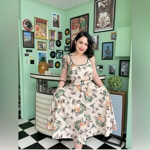 Rock n Romance “Tahiti” Tiki dress with adjustable tie shoulder straps